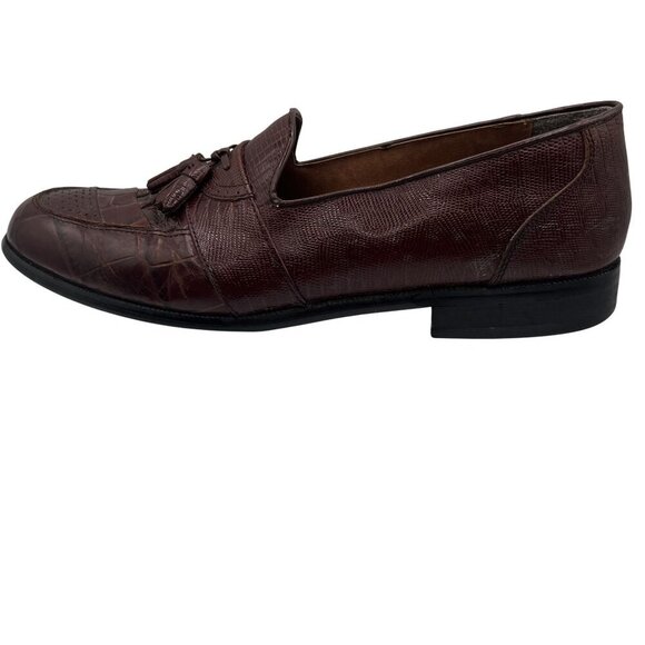 Stacy Adams Mens 11M Genuine Snake Leather Tassel Loafers Slip On Timeless Retro - Picture 11 of 15